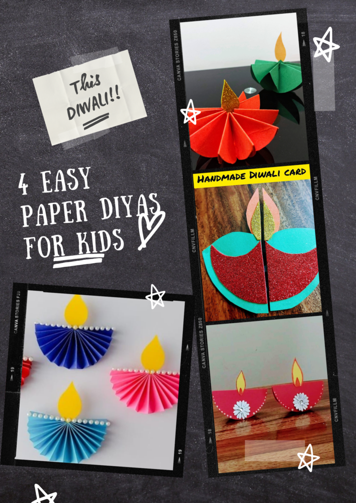 4 Easy Paper Diya for kids this diwali